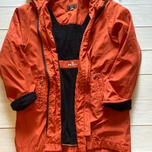 Fendi Vintage Oversized Orange Jacket Hood Nylon Fleece Lined No Sz